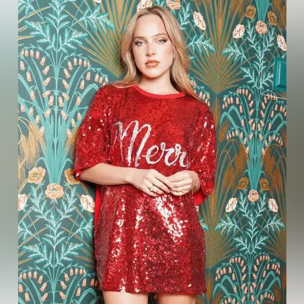 Sequin ‘Merry’ Tshirt Dress NWOT